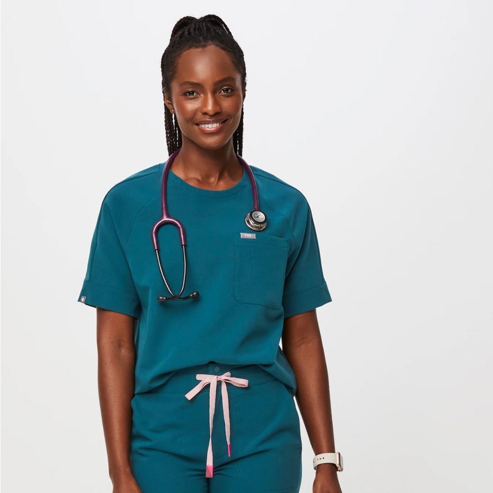 Figs Blue Relaxed Short Sleeve Tee